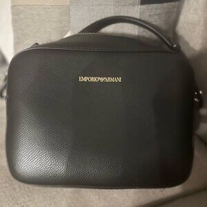 Emporio Armani Black Leather Bag with strap